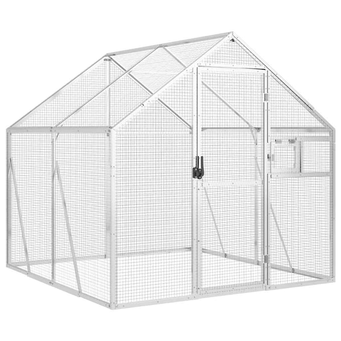 vidaXL Volière 1,79x2x1,85 m aluminium zilverkleurig