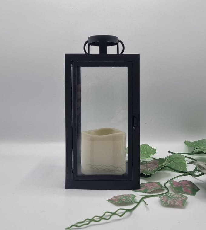 Lantaren - LED-kaars - 6/23/YZE - Zwart - Warm wit - Windlicht - Graflantaarn - Grafdecoratie