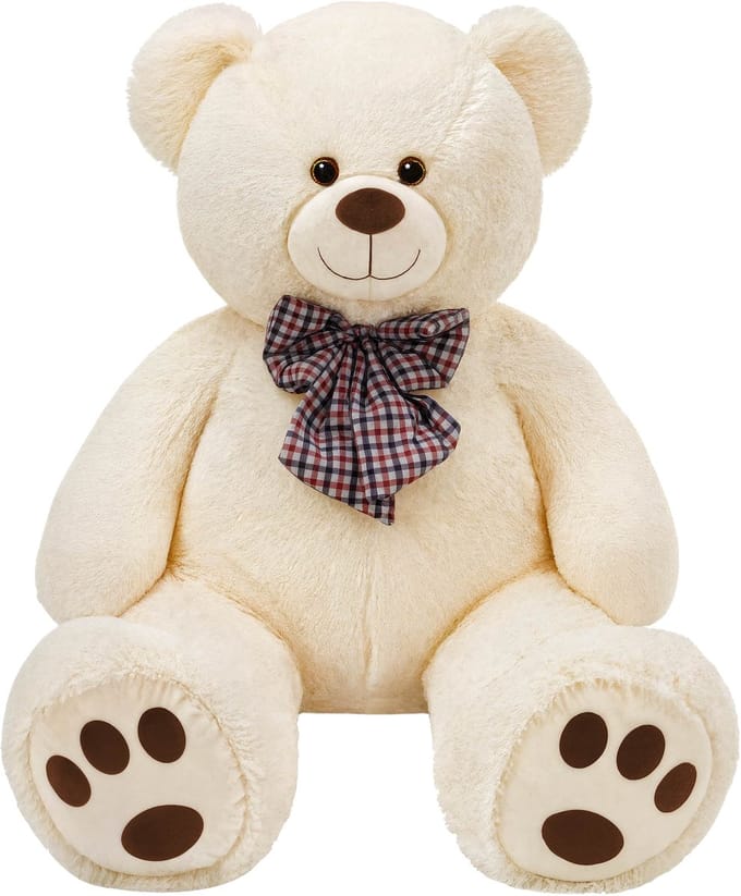 Monzana Knuffelbeer XL - 100cm Staand Pluche - Crème