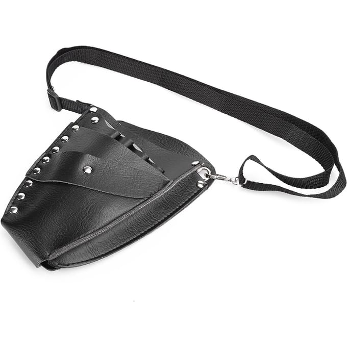 Sac à ciseaux multifonctionnel Pince à cheveux Peigne Outil de coiffure Rangement Sac de taille gray