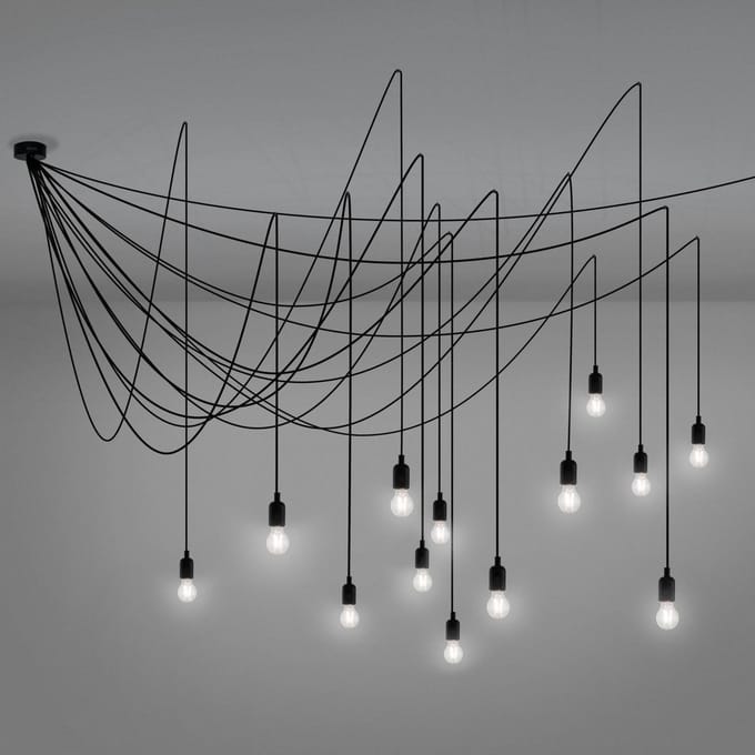 SELETTI LED hanglamp Maman zwart 14-lamps helder