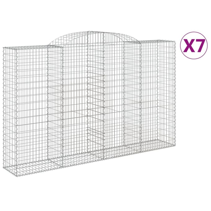 vidaXL - Schanskorven - 7 - st - gewelfd - 300x50x180/200 - cm - ijzer