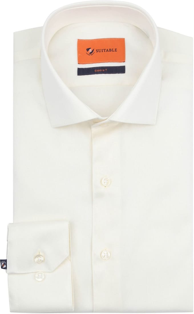 Suitable Overhemd Extra Lange Mouwen Twill Ecru - Maat 41 - Heren - Overhemden Formeel