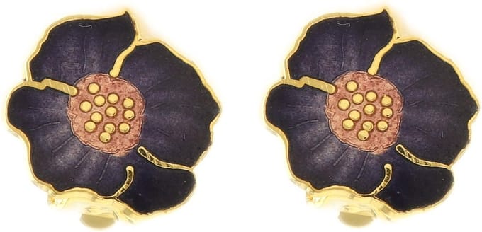 Behave - Oorclips dames - bloemmotief - paars - 1,5 cm