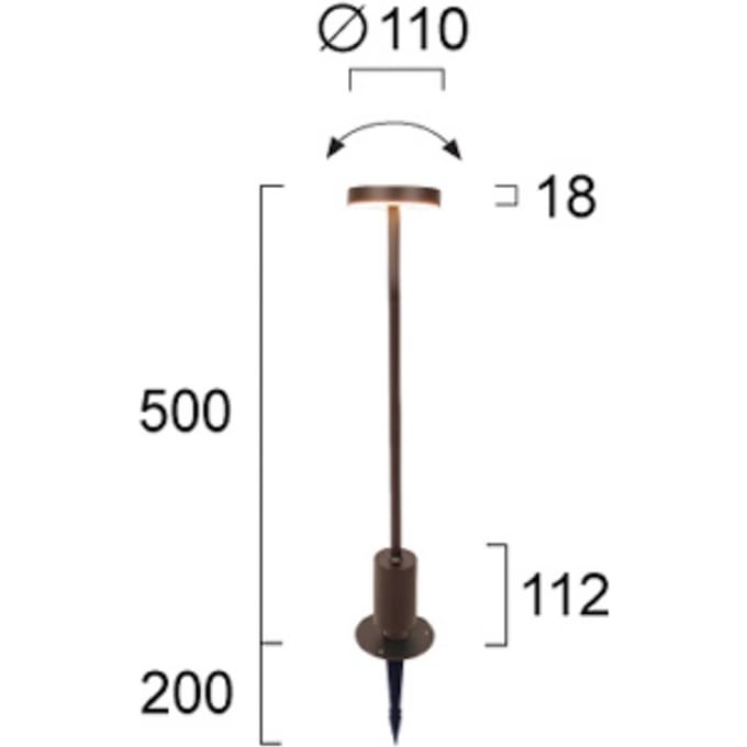 Viokef LED sokkellamp Tango roestbruin, hoogte 50 cm metaal, grondpen