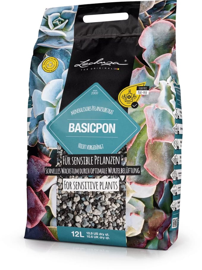 LECHUZA BASICPON 12 liter - Mineraal plantsubstraat - zonder meststof - ALTIJD BETER DAN AARDE!