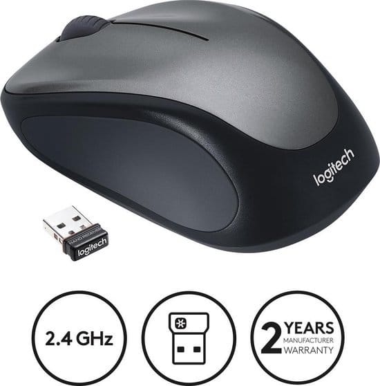 Logitech M235 Draadloos Muis - Zilver - Muis - Optisch - 3 knoppen - Zilver