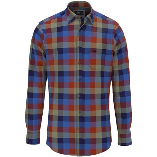 Fynch-Hatton Overhemd Modern Block Check Button Down Roest / male