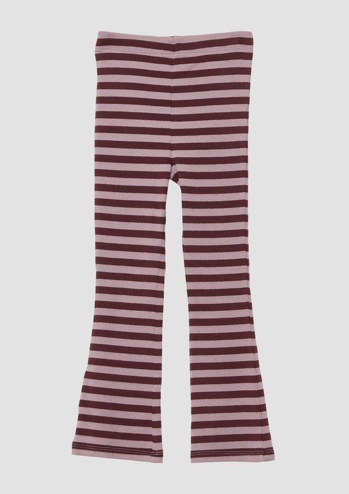 s.Oliver - female - Geribde broek met elastische tailleband en uitlopende pijpen