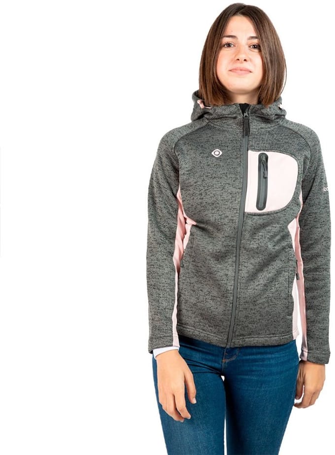Izas Equus W Fleece Met Kap Grijs L Vrouw