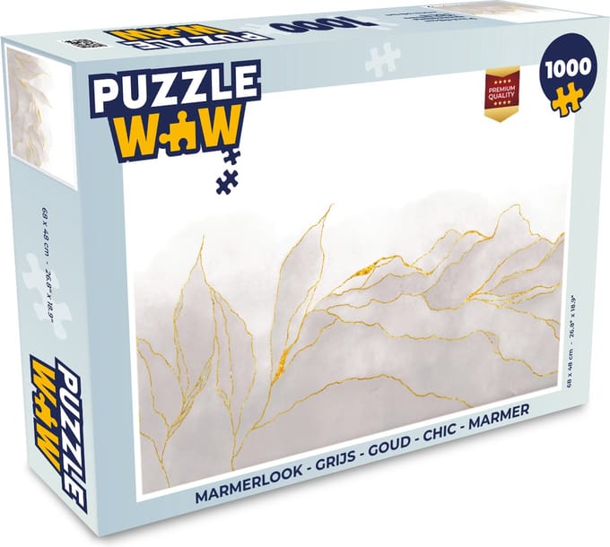 Puzzel Marmerlook - Grijs - Goud - Chic - Marmer print - Legpuzzel - Puzzel 1000 stukjes volwassenen