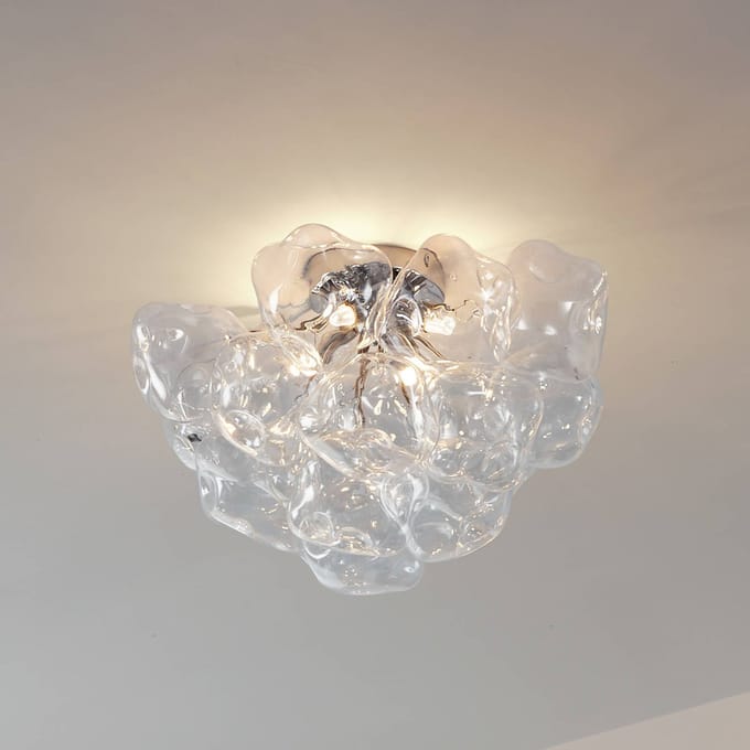 Lucande - plafondlamp - 4lichts - Glas, ijzer - H: 32 cm - G9 - transparant, chroom