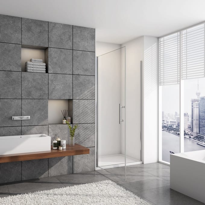 80x180cm douchedeur NANO EasyClean veiligheidsglas chroom
