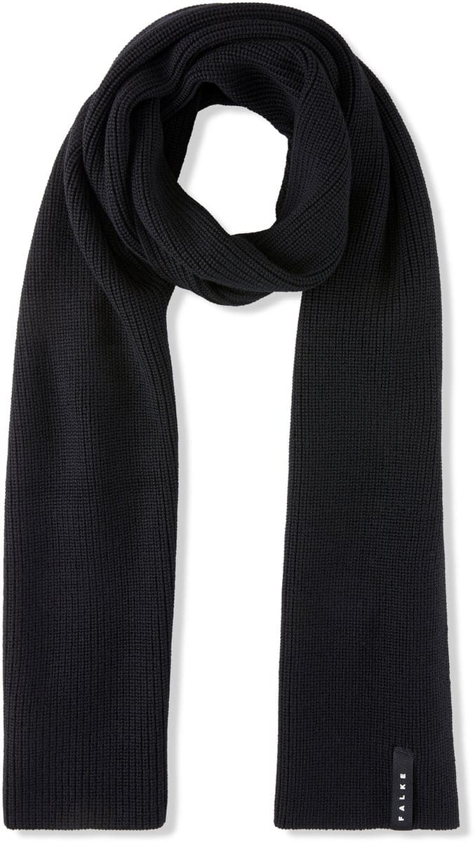 FALKE Basic Scarf Pearlstitch sneldrogend warm wol wintersjaal unisex zwart - maat ONESIZE