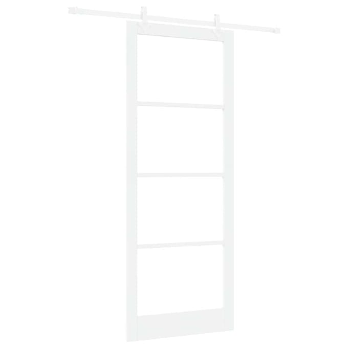 vidaXL - Schuifdeur - 93 - x - 232 - cm - Massief - grenenhout - en - glas - Wit