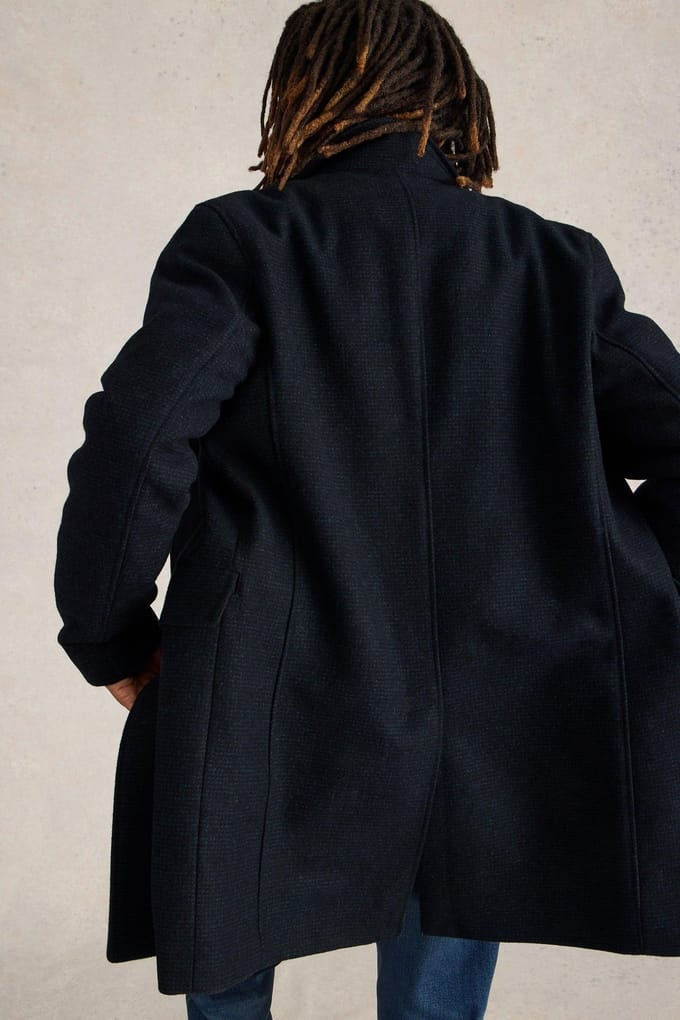 White Stuff Wool Funnel Coat Dark Navy Größe: M | Einreihige Mäntel Outlet | Herren | Blau