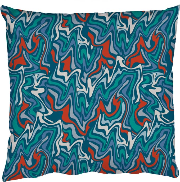 Sierkussens - Kussentjes Woonkamer - 40x40 cm - Golven - Retro - Blauw - Patroon