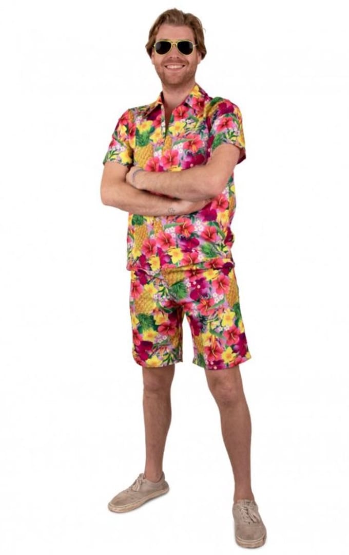 Tropische Korte Broek Ananassen Roze - Maat S/M