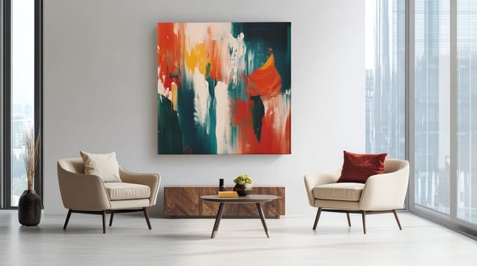 Vierkant Canvas Schilderij - Abstract - Kleurrijk - Kunst - 60x60x2 cm