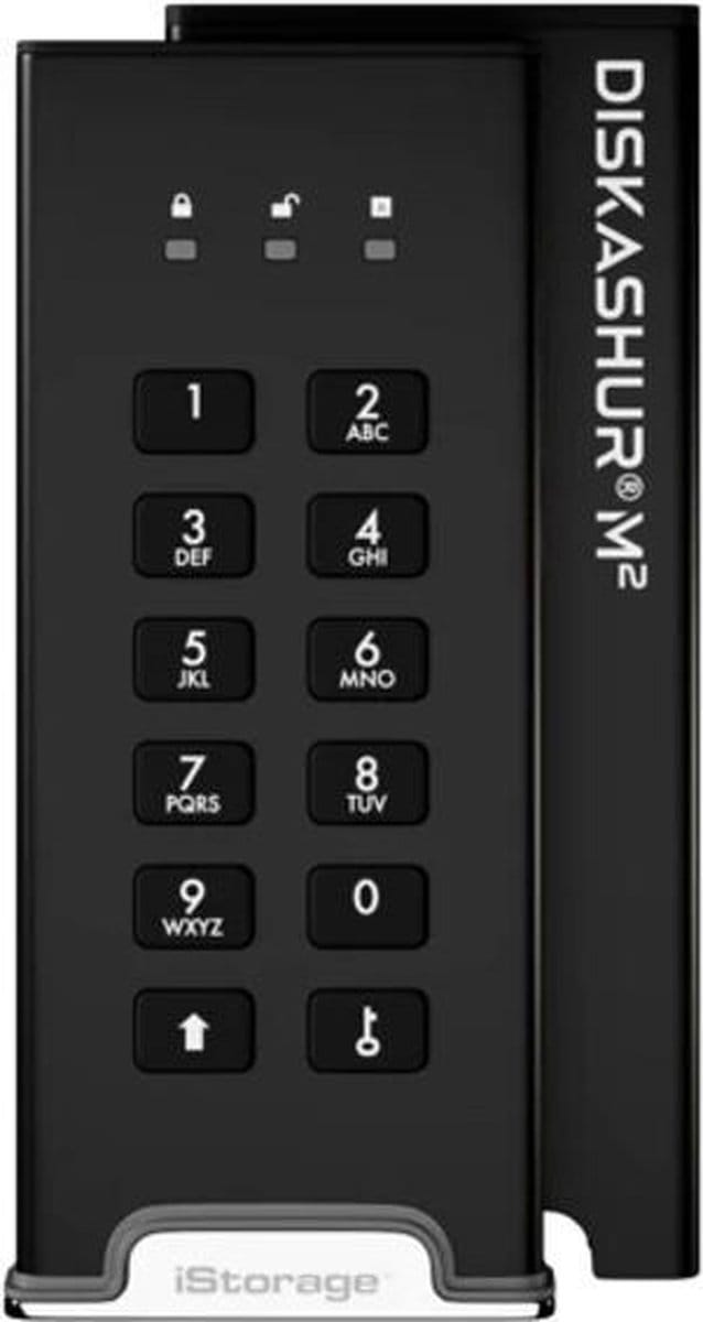 iStorage diskAshur M2 - externe harde schijf - M2 SSD - 2 TB - USB - 256-bit - Zwart