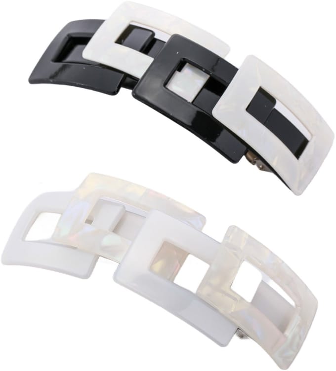 Emilie collection - haarspeld - groot - 2 stuks - zwart - wit
