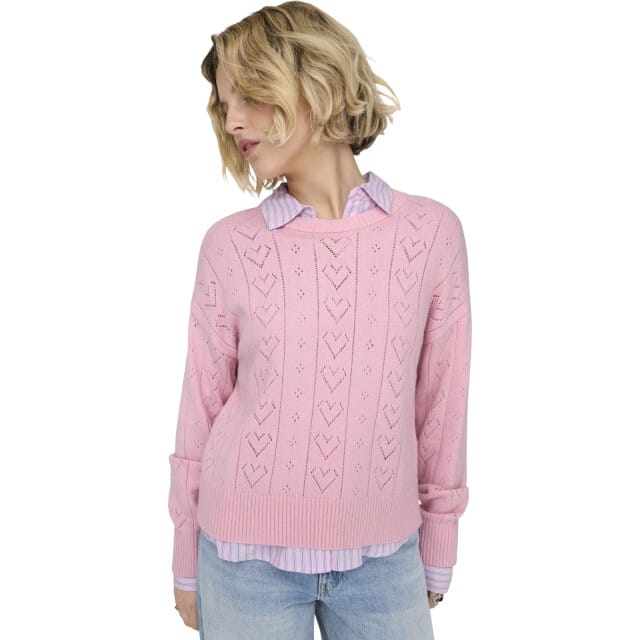 Only Trui Onlisa Life Ls Struct Boxy Oneck Cc 15363149 Romance Rose/heart Dames Maat - L