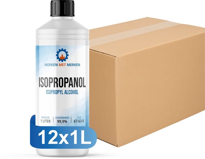 Isopropanol 99,9% Zuiver - Doos 12 x 1 liter - IPA - Isopropyl alcohol