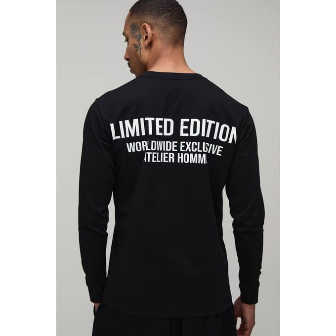 Limited Edition Regular Fit T-shirt Met Lange Mouwen | Black | Size Medium