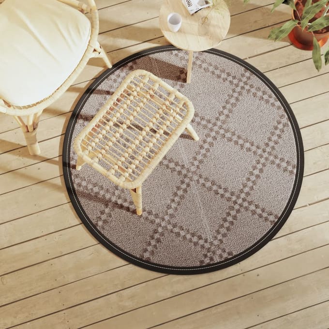 vidaXL - Buitenkleed - ARAKIL - Ø - 120 - cm - polypropeen - bruin
