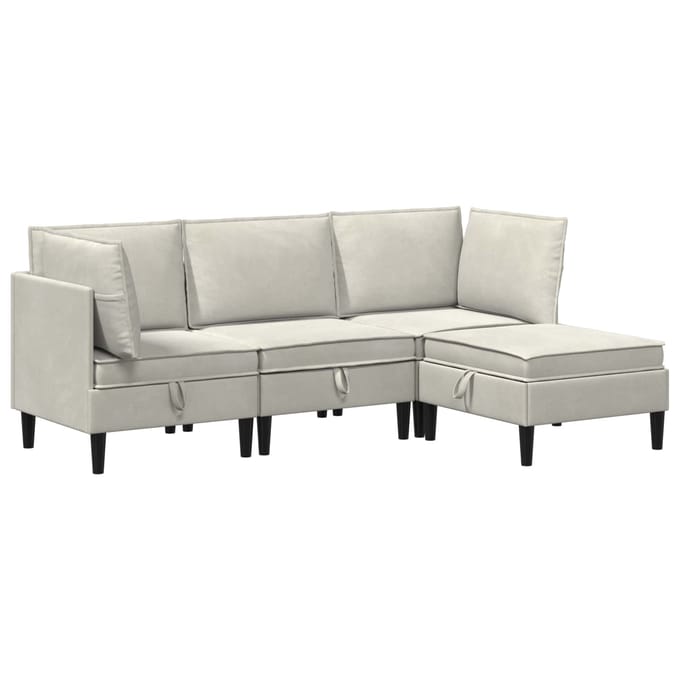 vidaXL - Woonkamer - Meubelset - 4 - st - Crèmekleurig - Fluweel
