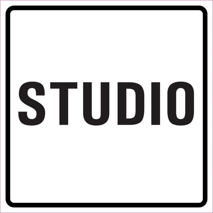 Studio sticker, wit zwart 100 x 100 mm