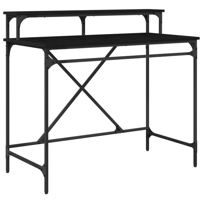 vidaXL - Bureau - Zwart - Eiken - 100 - x - 50 - x - 90 - cm - Bewerkt - hout