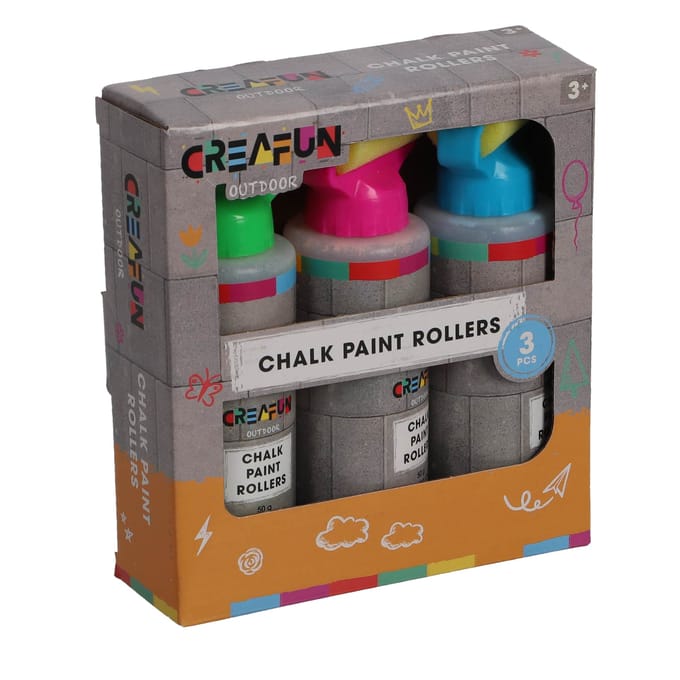Stoepkrijt rollers 3 stuks Creafun oudoor
