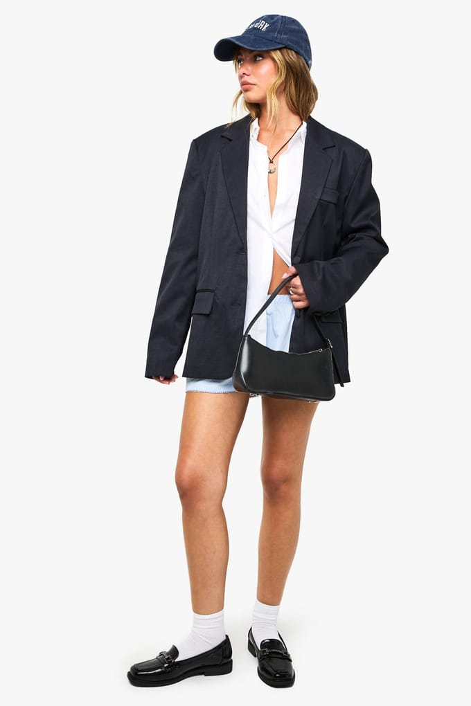 boohoo Dames Tailored Oversized Slouchy Blazer | Marineblauw | Maat: 36