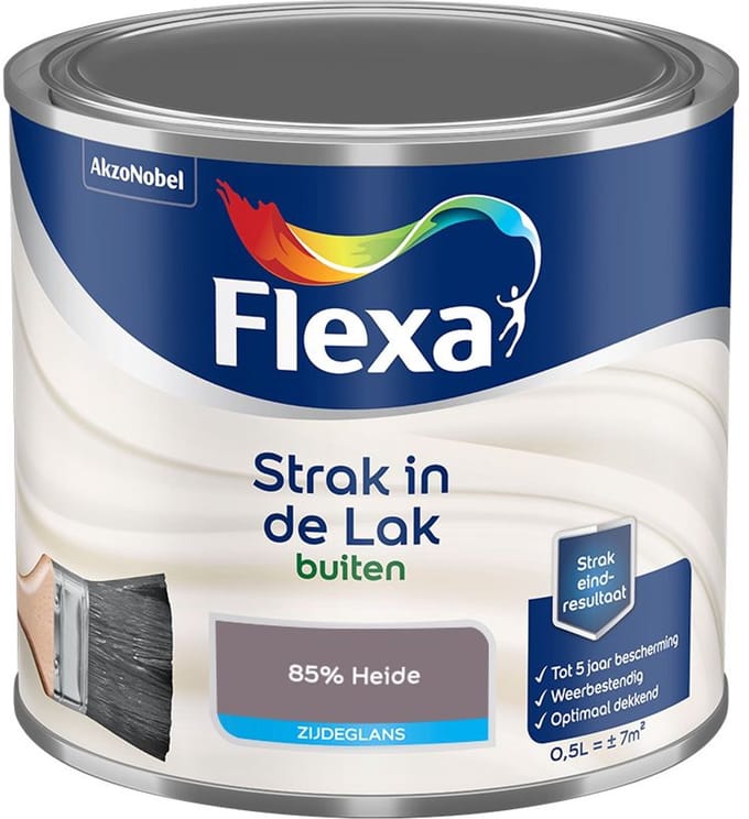 Flexa - Strak In De Lak Buitenlak Zijdeglans - 85% Heide - Mengverf - 500 Ml