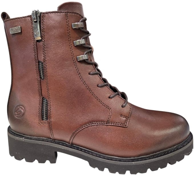 Remonte Bruine Leren Veterboots Dames - Bruin - 43
