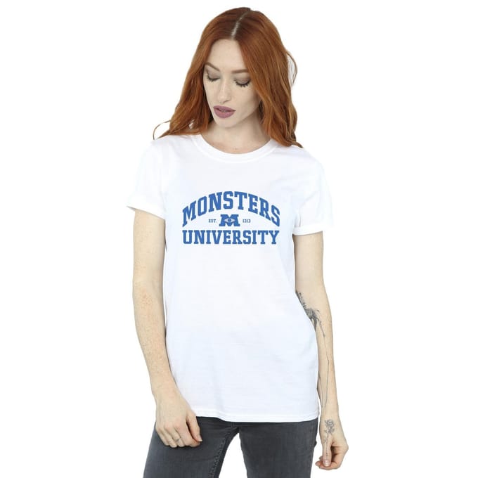 Disney Dames/Dames Monsters University Logo Boyfriend T-shirt (Wit)