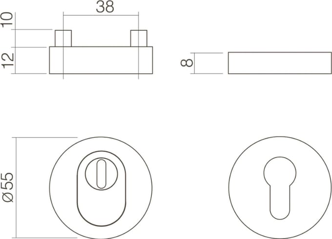 Veiligheidsplatenset vr. cilinder, RVS