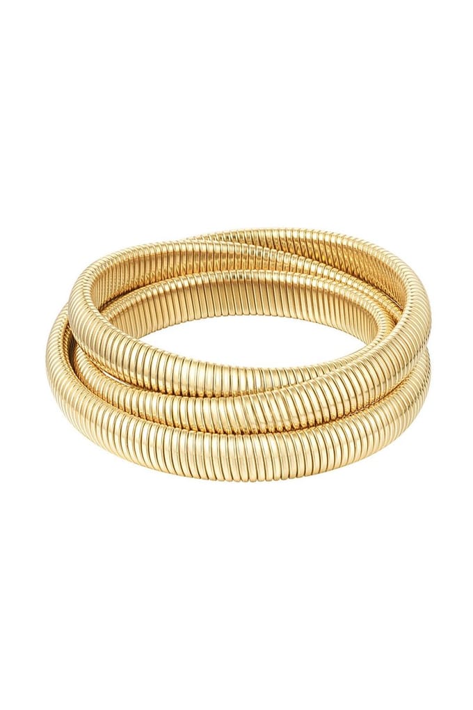 Bijoutheek Armband (Sieraad) 3 Dubbel Geribbeld Goudkleurig