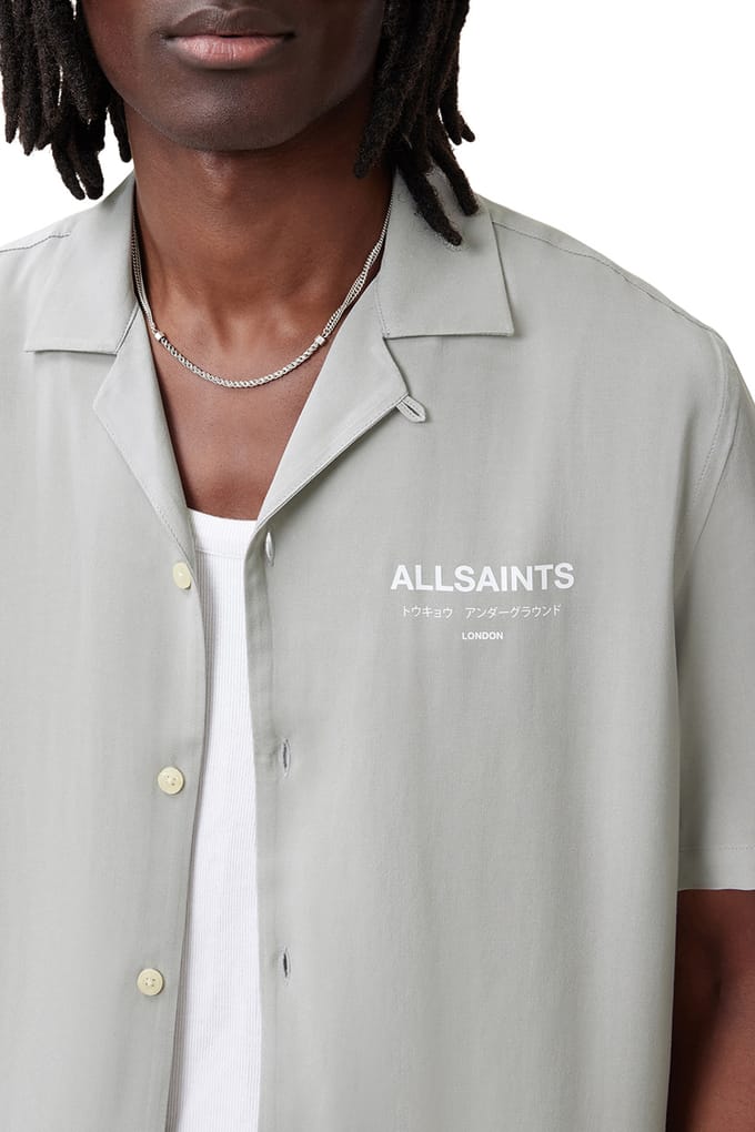 AllSaints Underground Ss Shirt Whisper Grey Größe: S | Casual hemden Outlet | Herren | Grau