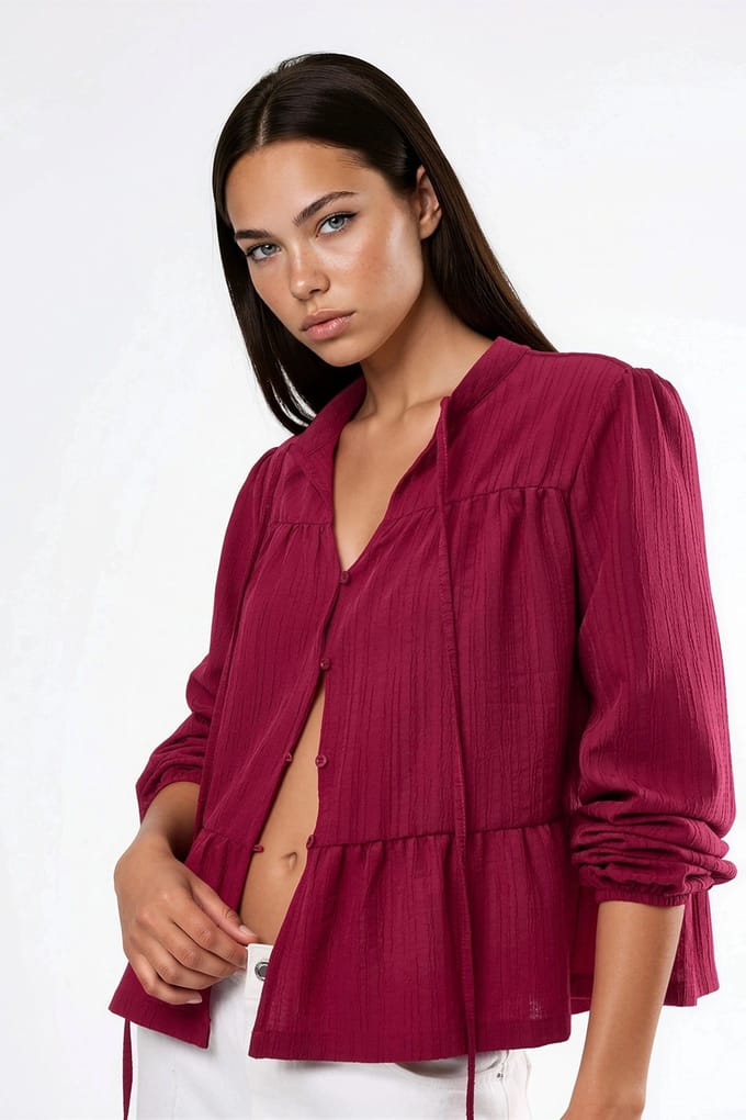 Langemouwen Tippet Kragen Blouse