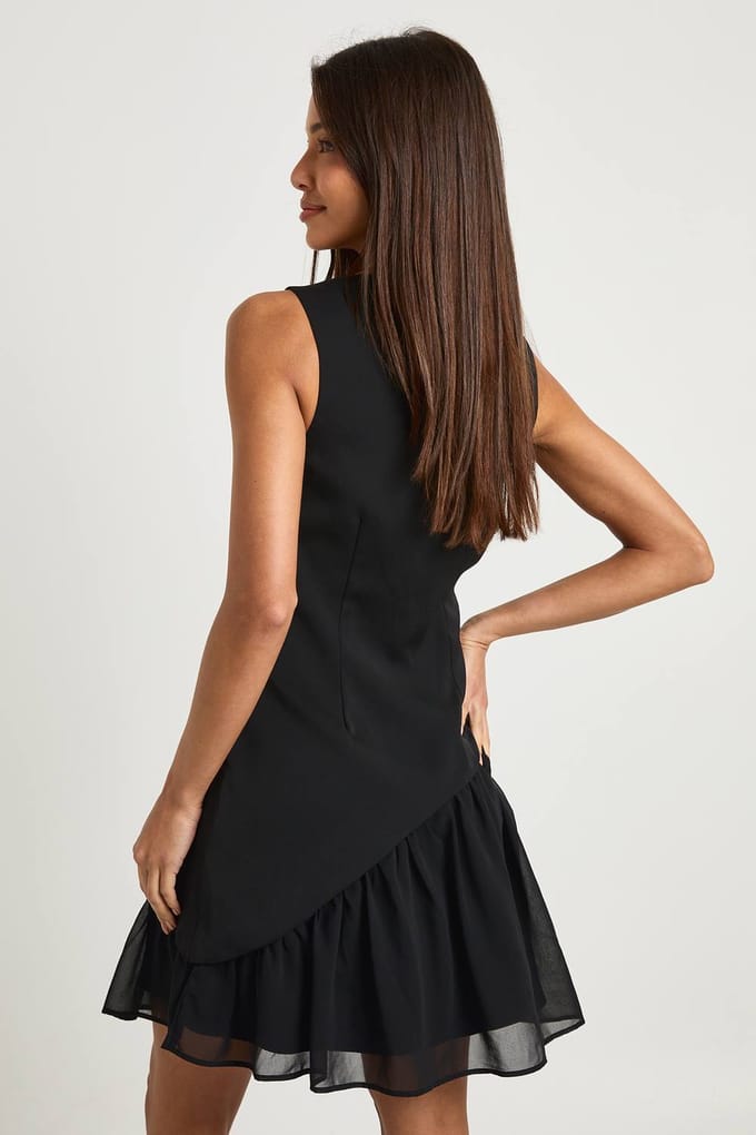 boohoo Dames Mini-jurk met dropzoom van gemengde stoffen | Black | Maat: 10