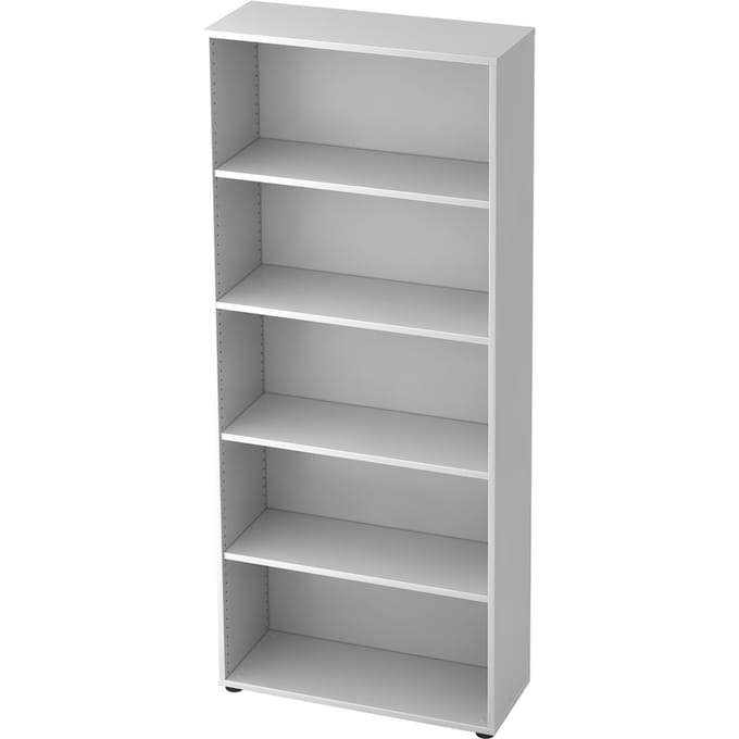 TARA boekenkast, 5 OH, stapelbaar, B. 800 x D 330 x H 1880 mm, wit