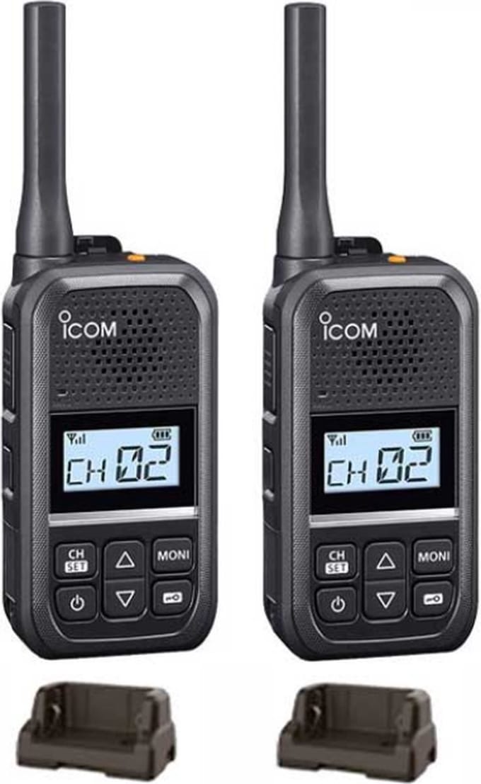 Set van 2 Icom IC-U20SR IP54 mini Portofoon met tafel lader