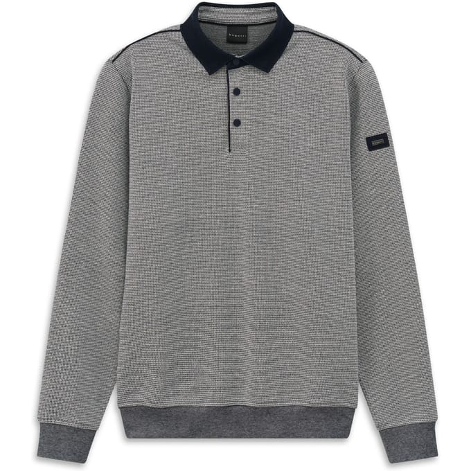 Bugatti Herren Sweatpoloshirt met drukknopen