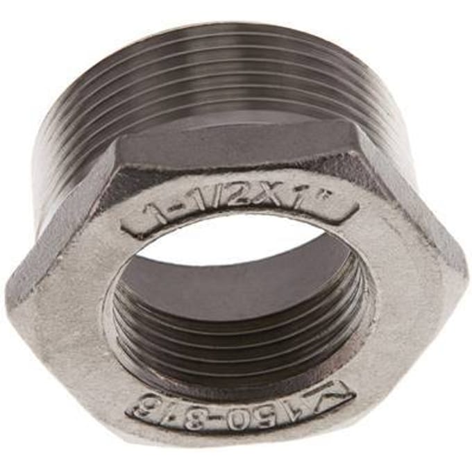 R 1 1/2'' x Rp 1'' M/F RVS Verloopring 16 Bar
