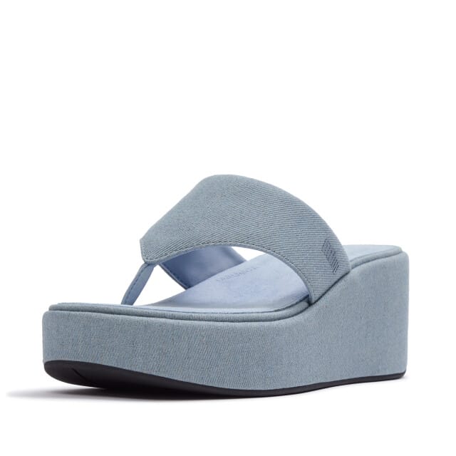 FitFlop Platfforms Denim Wedge Toe-Post Sandals Dames Sandalen - Light Denim