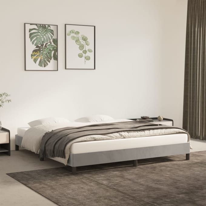 vidaXL - Bedframe - zonder - matras - 180x200 - cm - fluweel - lichtgrijs