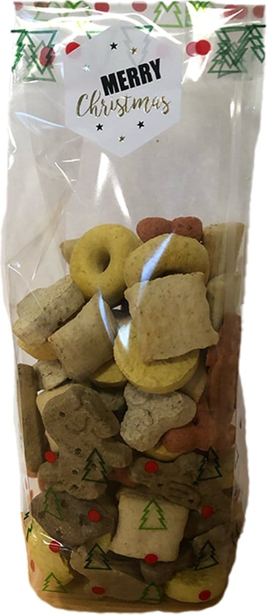 Kerst Cadeau zakje met Gemengde Koekjes voor Honden Het Kerstkado