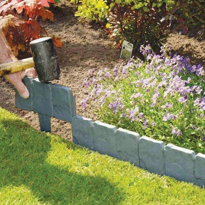 30 pièces Bordure de Jardin en Plastique Clôture de Jardin Bordure Décorative pour Pelouse gray